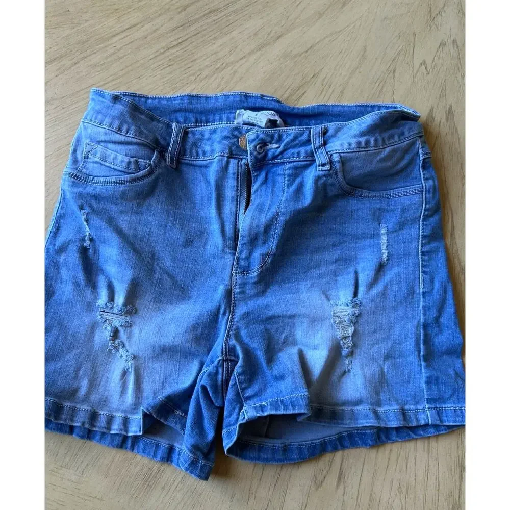 Workshop Republic jean stretch Shorts Womens 6 Denim Distressed Grunge Boho Med